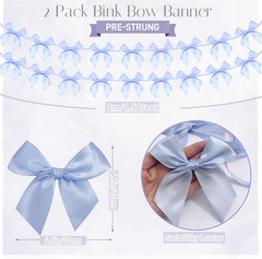 2Pcs Bow Garland Banner, Ribbon Bow Party Decorations for Baby Shower Girls Bow