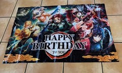 Demon Slayer Theme Birthday Party Backdrop 5x3ft Happy Birthday Banner Decor