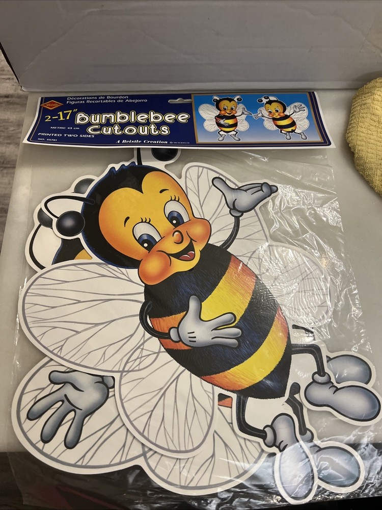 2 Pack 17″ Bee Wall Decoration Diecut Cutouts 1996 Beistle New Bumblebee