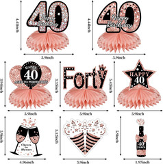 34Pcs 40Th Birthday Decorations Kit for Women, Rose Gold Happy 40 Birthday Banne