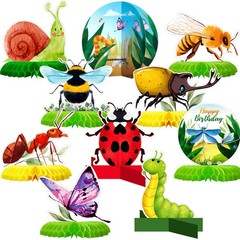 10 Pieces Bugs Party Decorations Kit Including 7 Bug Print Table Honeycomb Ce…