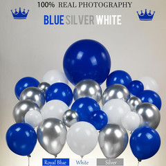 Royal Blue Silver White Balloon Garland Arch Kit, 143 Pcs Decor | Blue and silve
