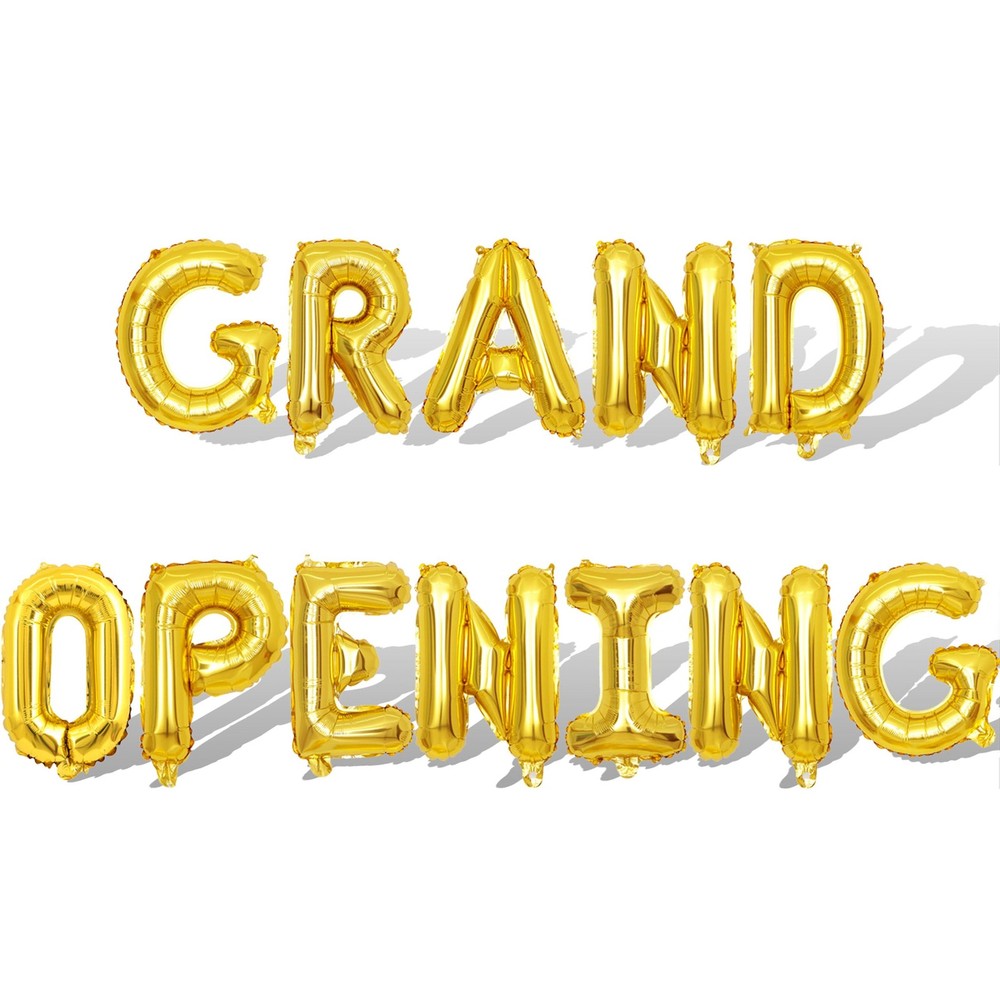 2 Set 24Pcs Gold GRAND OPENING Letter Balloons 16in Balloon Foil Letter Decor…