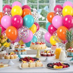 60PC Rainbow Balloons Set, Colorful Balloons, 12 Inch Bright Color Yellow Ora…