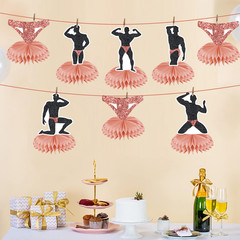 8Pcs Bachelorette Party Decorations, Rose Gold Funny Male Table Honeycomb Center