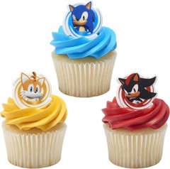 Sonic the Hedgehog 24 Count Cupcake Rings – Ideal for Birthday Decorations
