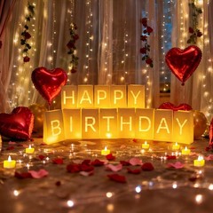 Happy Birthday Decorations for Women Men, Light Up Letters Luminary Bags with…
