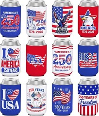 4th of July Decorations Can Cooler Sleeves 250th Anniversary Insulated Can Coole