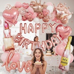 Piece Rose Gold Birthday Decorations for Women 96pcs, Pink Balloons birthday …