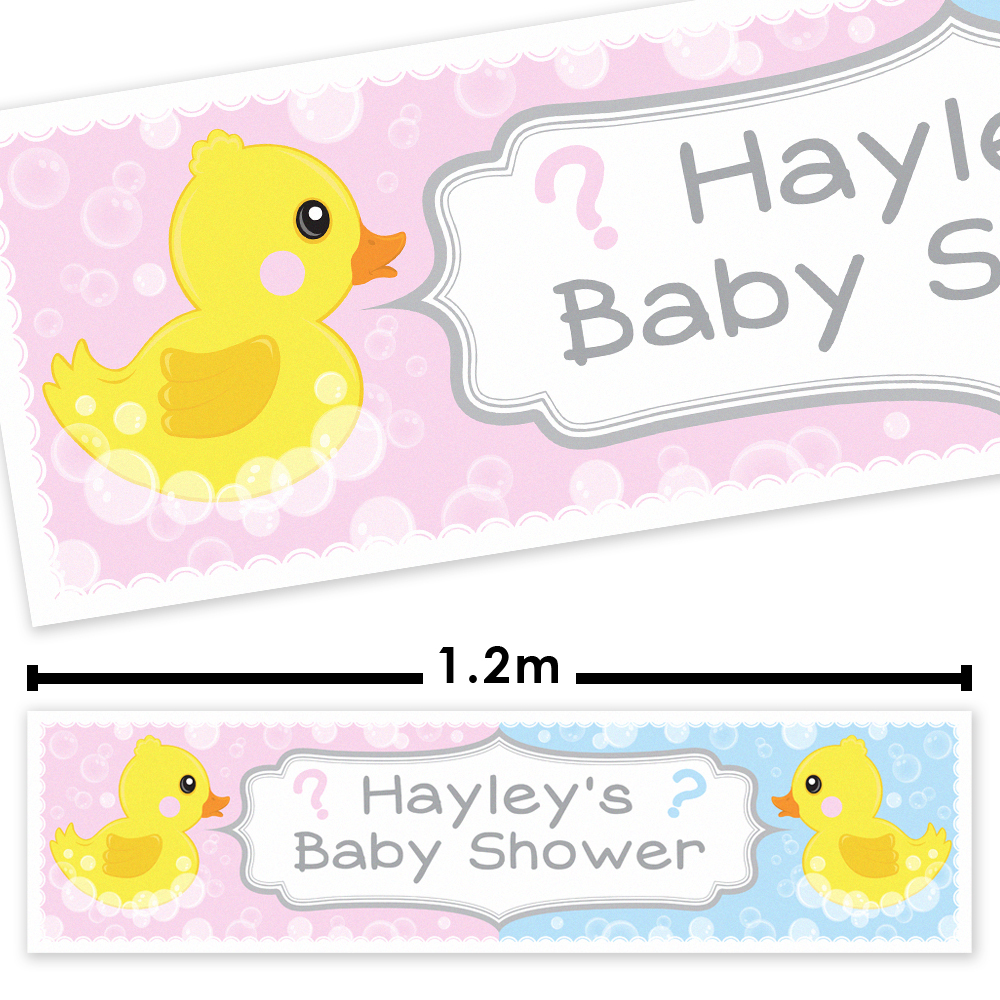 BABY SHOWER GENDER REVEAL Rubber Duck personalised banner party decorations