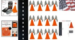 38 Pieces Set – 12 Traffic Cones With Hole on Top, 24 Checkered Flags, Racetr…