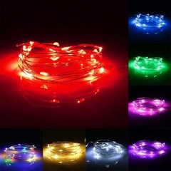 20 Blue LED Fairy String Lights, Wire (6ft, Battery Operated)