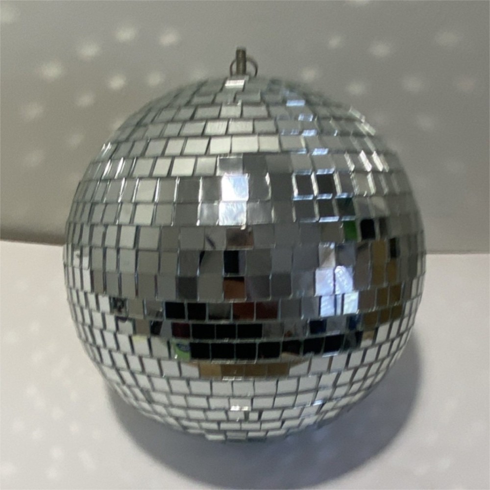 Silver Mirrored Disco Ball Hanging Party Decoration Retro Glass Plastic Check