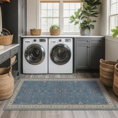 Boho 2×5 Kitchen Rugs Non Slip – Washable Blue 2′ x 5′ (Runner), Dusty