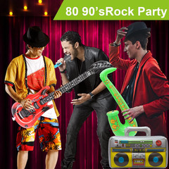Rock Star Toy Set – 8 Pack Inflatable Instruments, Guitar, Saxophone, Boom Box,