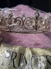 Retrowavy 4 Piece Home Coming Prince,princess Tiara Shiny Satin Role (gold)