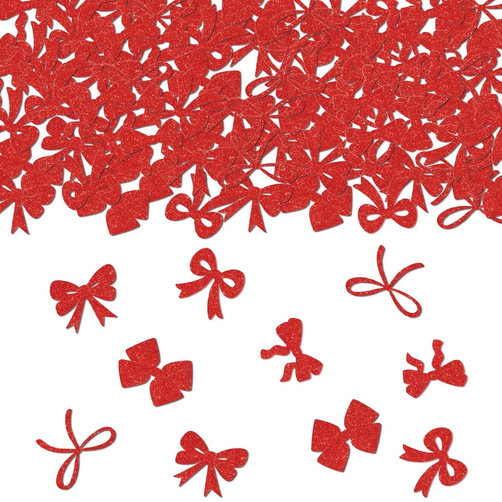 Red Glitter Bow Knot Tying The Knot Theme Table Confetti Scatter 200PK