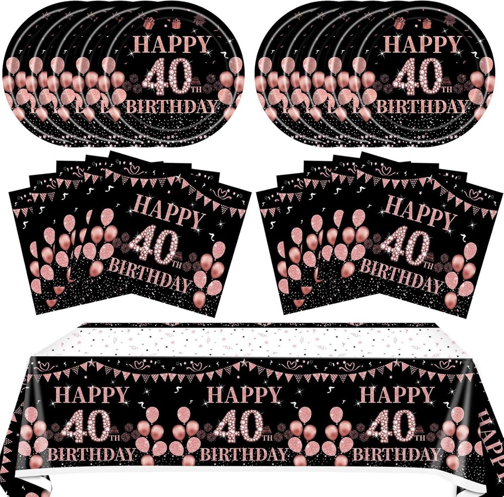 41PCS 40th Birthday Decorations For Women Rose Gold And Black
