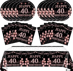 41PCS 40th Birthday Decorations For Women Rose Gold And Black
