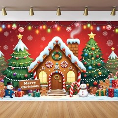 Christmas Gingerbread House 7x5ft Background – Christmas Gingerbread House