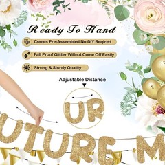 Gold Glitter Mr & Mrs Banner for Engagement Wedding Party Decorations