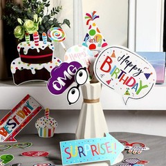 29 Pieces Birthday Photo Booth Props Kit Colorful Funny Kids Birthday Theme Tabl