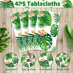 4 Pack Hawaiian Luau Tablecloths Tropical Palm Leaves Table Cloth Hawaiian Lu…