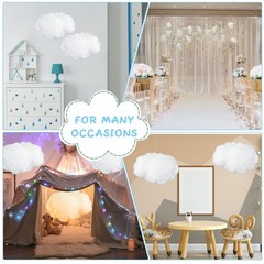 3PC Large White 3D Cloud Hanging Decorations – DIY Room Decor for Weddings & Par