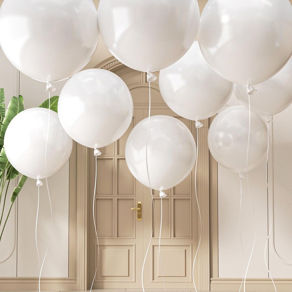 20 Large White Balloons, 24 Inch Jumbo Thick Giant Heavy Duty Balloons for Bi…