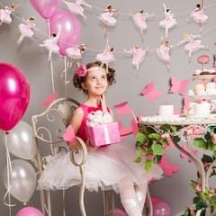 2 Pcs Ballerina Dancer Banner Ballet Dancing Hanging Garland Pink Ballerina P…