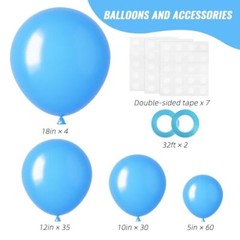 129pcs Light Balloons Different Sizes 18 12 10 5 Inch for Garland Arch Blue