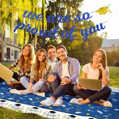 Navy-Blue White-Gold Party-Decoration Navy-blue-white-gold Graduation Proud