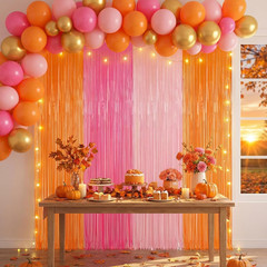 4Pcs Sunset Party Decorations 6.6Ft Fringe Curtains Sunset Soiree Party Decorati