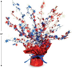 Patriotic Star Gleam ‘N Burst Centerpiece, 15” – Metallic USA 4Th of July