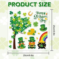 2 Sheets St. Patrick’ s Day Thick Gel Clings Shamrock Clover Tree Irish Gnome Go