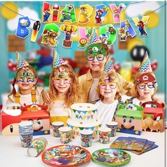 24pcs Mario Bros Paper Party Glasses Birthday Decorations