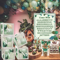 Clear Balloon Boxes with 78 Letters for Custom Names – 5PCS Baby Shower & Party