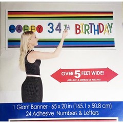 Rainbow Add-Any-Age Personalized Giant Banner Kit Birthday Party Decor 5 Feet