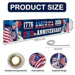 250th Anniversary American Banner Flag, 4th of July Decorations,17762026 USA …