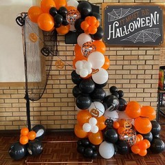 50 Pcs Black Orange Halloween Balloons 12 Inch Party Decor