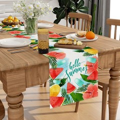 Watercolor Pineapple Watermenlon Summer Table Runner Summer Hawaiian Party