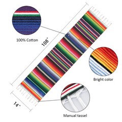 Mexican Serape Table Runner + Banner for Cinco de Mayo Party Fiesta Day of Deat
