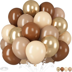 Brown Gold Balloons, 12 inch Double Stuffed Brown Gold and Cream Beige Balloons