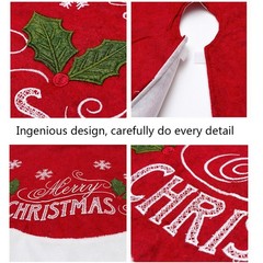 Merry Christmas Letter Print Red Christmas Tree Skirts Soft Thick Non-woven