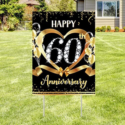 60th Anniversary Yard Sign Decoration Happy 60th Anniversary Wedding Outdoor …