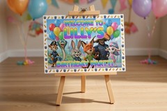 Personalised Printed Zootopia Birthday Foam Board Event Welcome Sign A3
