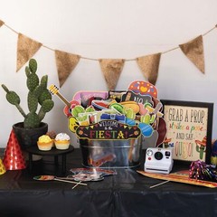 Fiesta Photo Booth Props – 41-pc Photobooth Kit with 8 x 10-Inch Sign, 60 Adh…