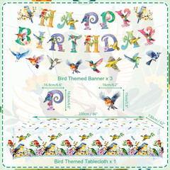 Bird Party Supplies, Includes Happy Birthday Banners, 130*220cm, Orange