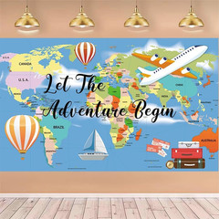 Let The Adventure Begin Backdrop Banner with 70.8″X43.3″, Adventure Awaits Bon V