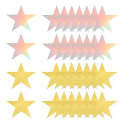 48 Pcs Stars Cutouts, 6 Inch Double Printed Paper Stars, Gold/Iridescent Silver